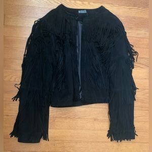 Vintage Suede Fringe Jacket (hook and eye closures).
